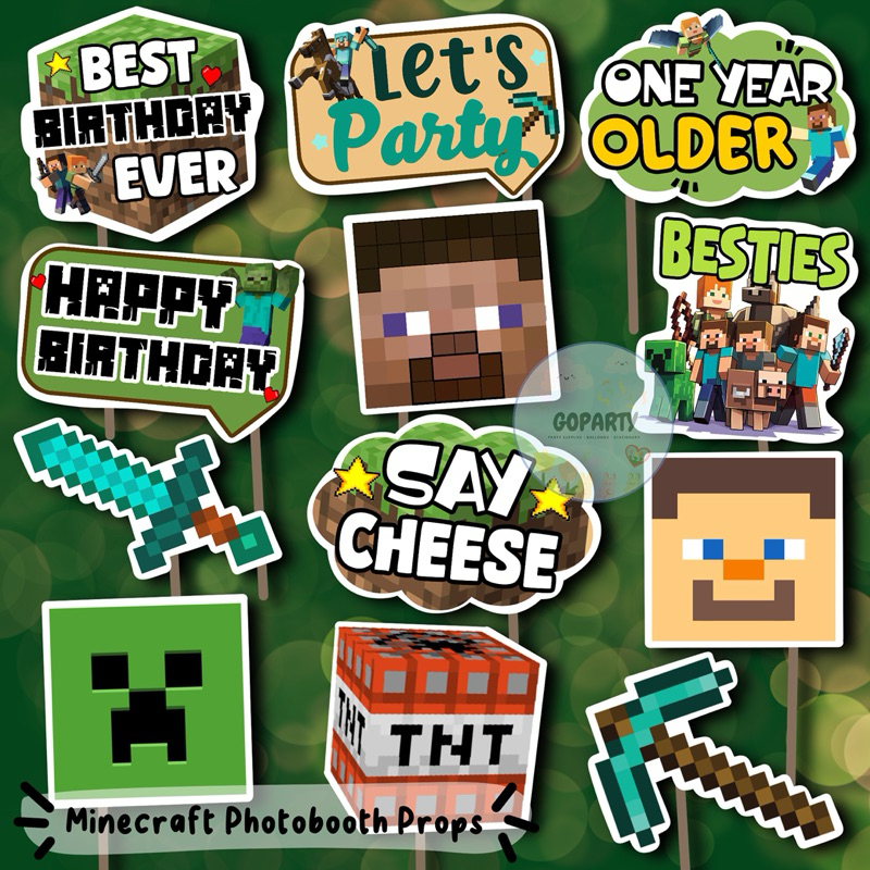 Jual MINECRAFT PHOTOBOOTH PROPS TONGKAT FOTO DEKORASI HIASAN ULANG ...