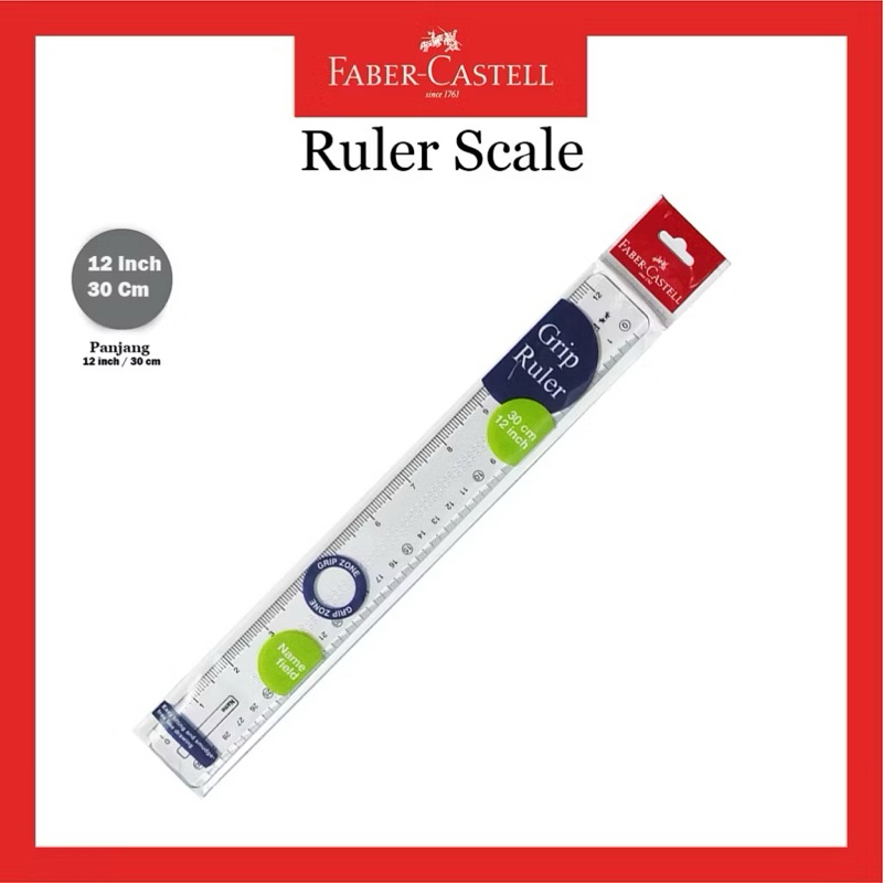 Jual Penggaris Tebal 30cm Faber-Castell / Grip Ruler 12 inch (1 pcs ...