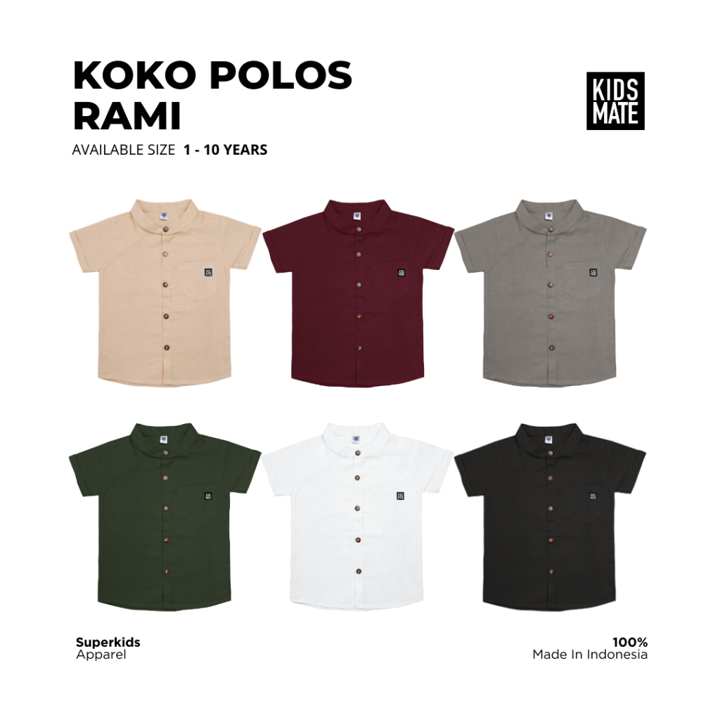 Jual Kemeja Koko Polos Rami by Kidsmate | Shopee Indonesia