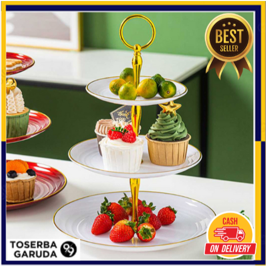 Jual Rak Kue Susun 3 Tingkat Detachable Plate Cake Stand Display rak ...