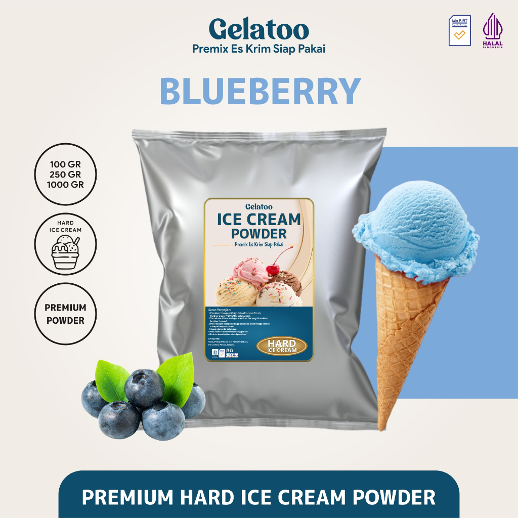 Jual Bubuk Es Krim Hard Ice Cream Powder Premium Rasa Bluebery Gelatoo ...
