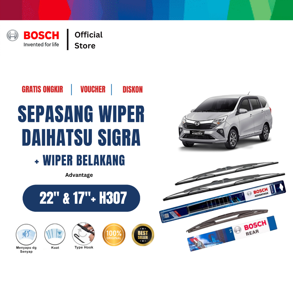 Jual Bosch Wiper Depan dan Belakang Kaca Mobil Daihatsu Sigra Advantage ...