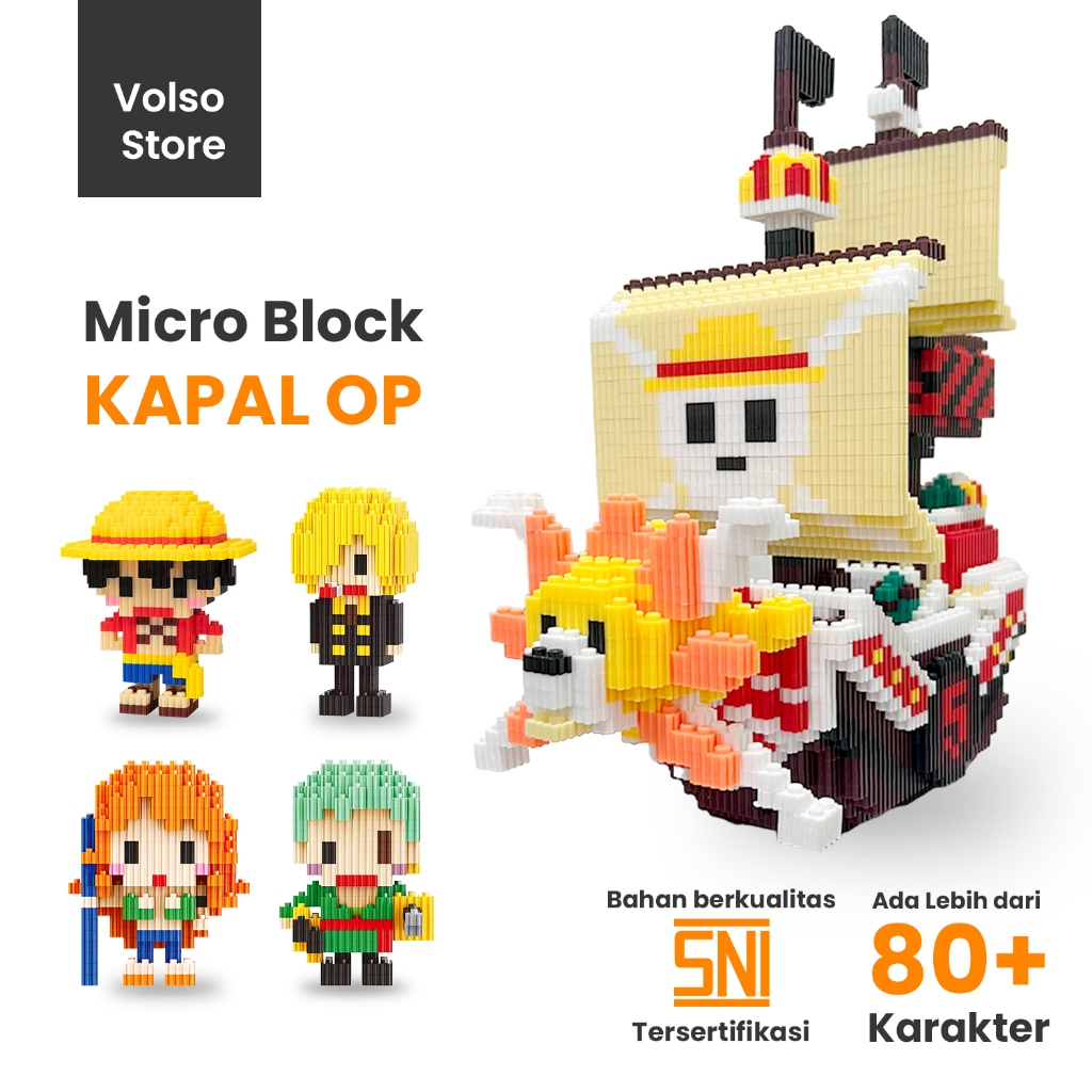 Jual Micro Block Kapal Thousand Sunny One Piece Luffy Mainan Figure ...
