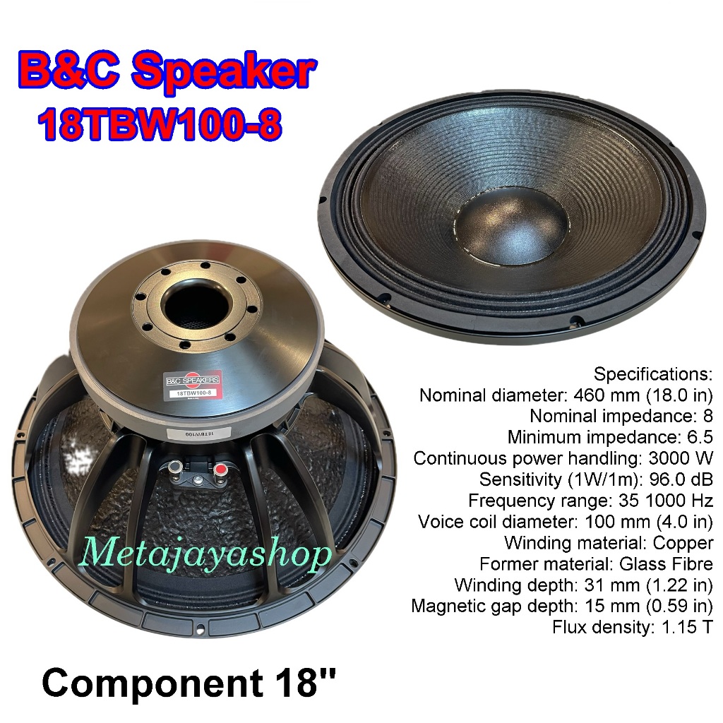 Jual Speaker Komponen B&C 18TBW100-8 speaker component bnc