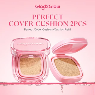 Glad2Glow Perfect Cover Cushion Oil-Control matte Foundation Waterproof Sweatproof Finish Poreless Cushion Refill BB CC Cream Makeup refill g2glow official store
