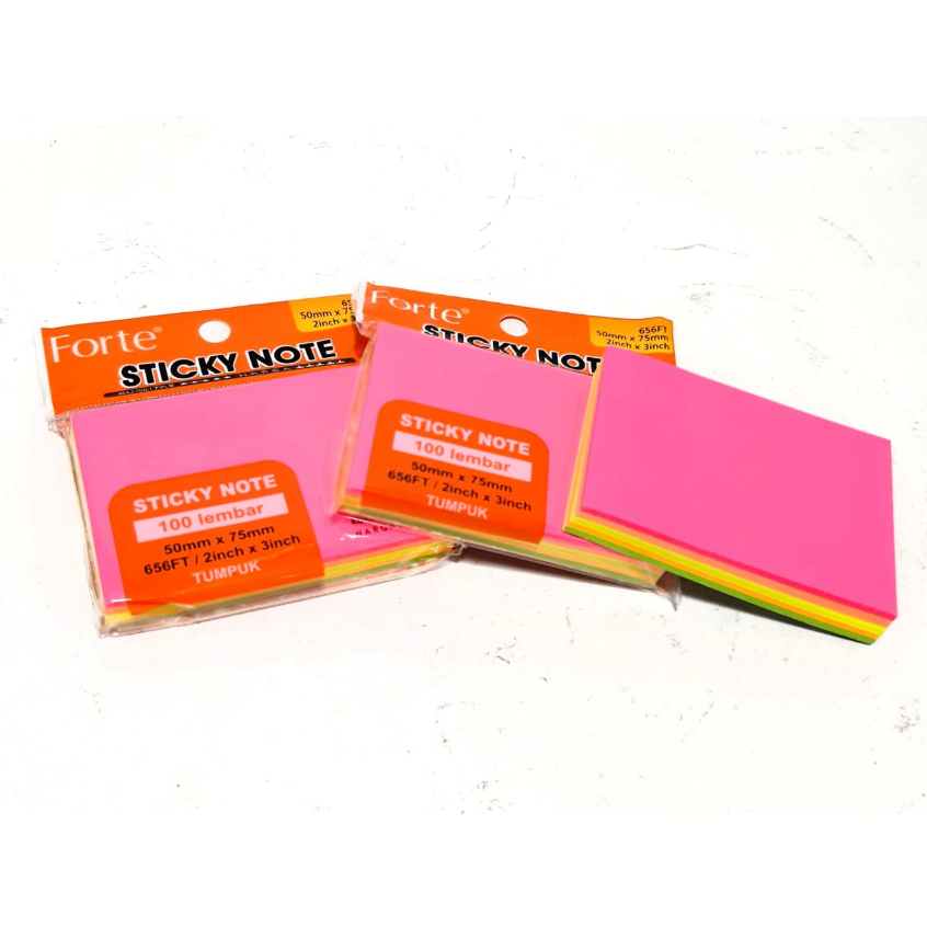 Jual Sticky Note Forte 50x75 mm ( 5 warna ) / Memo Stick Forte / Memo ...