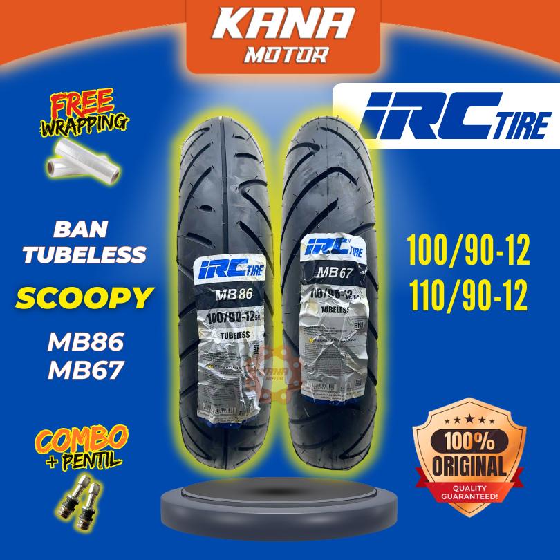Jual [BISA COD] BAN LUAR IRC TIRE TUBELESS MB86 MB67 100/90 110/90 R12 ...