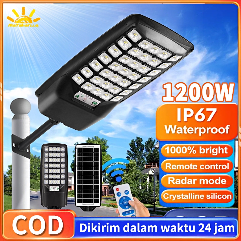 Jual COD Lampu LED Tenaga Surya Super Terang 1200W – Sensor Radar ...