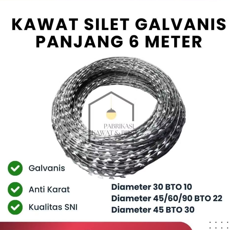Jual Kawat Silet Razor Wire BTO10/BTO22/BTO30 Diameter 30/45/60/90 ...