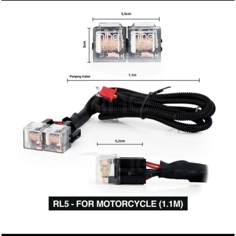 Jual Relay Lampu set Nine Cord Set RL5 Paket Komplit Relay double ...