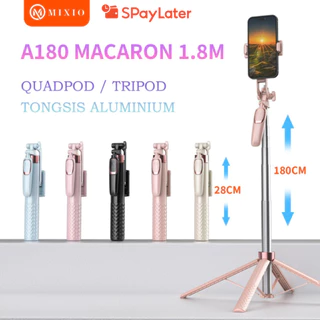 MIXIO A180 Quadpod Macaron 180CM / Tripod Tongsis Bluetooth Premium Remote Multifungsi Selfie Stick Aluminium 1.8M