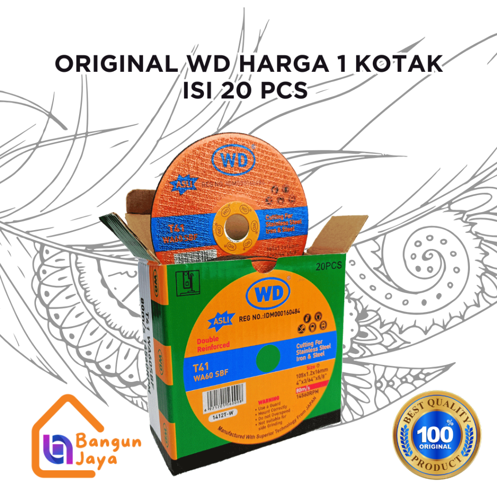 Jual WD Batu Potong Cutting Wheel 4 inch HARGA 1 KOTAK ISI 20 PCS ...