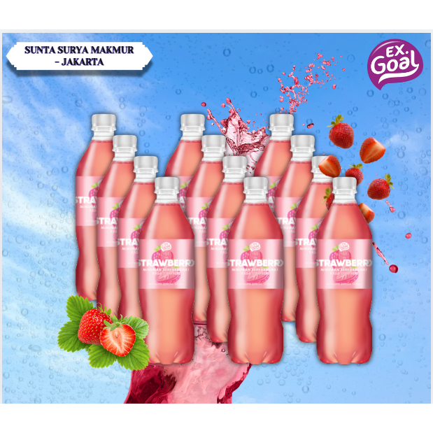 Jual Ex Goal Botol Strawberry 250Ml,390Ml,1 Liter 1 Karton isi 12 Pcs ...