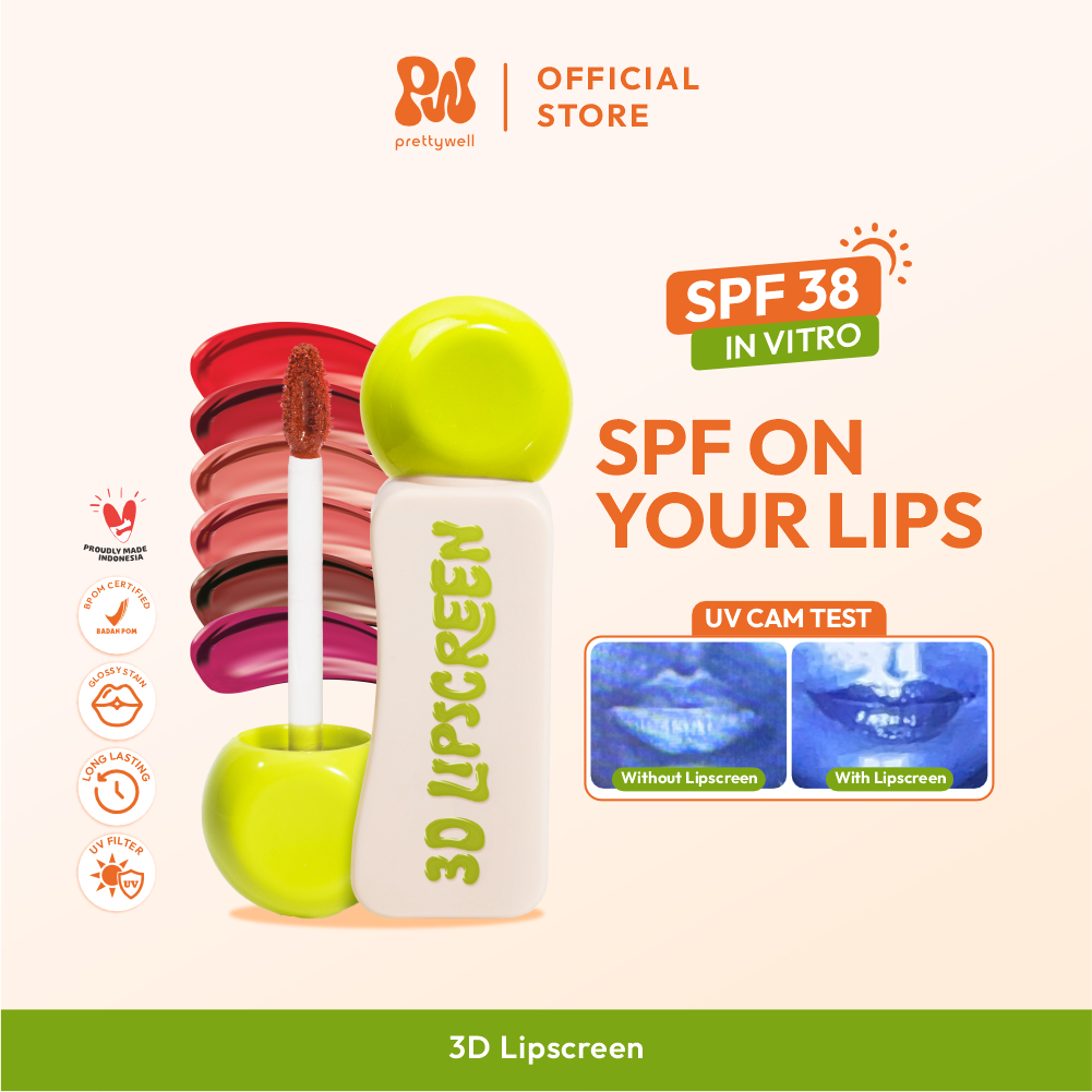 Jual Prettywell 3D Lipscreen SPF 38 IN VITRO Longlasting Glossy Stain ...