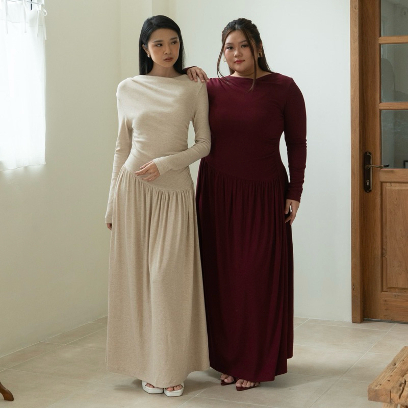 Jual SERENA DRESS | ROOHA | Dress Panjang Tangan Panjang Wanita Basic ...