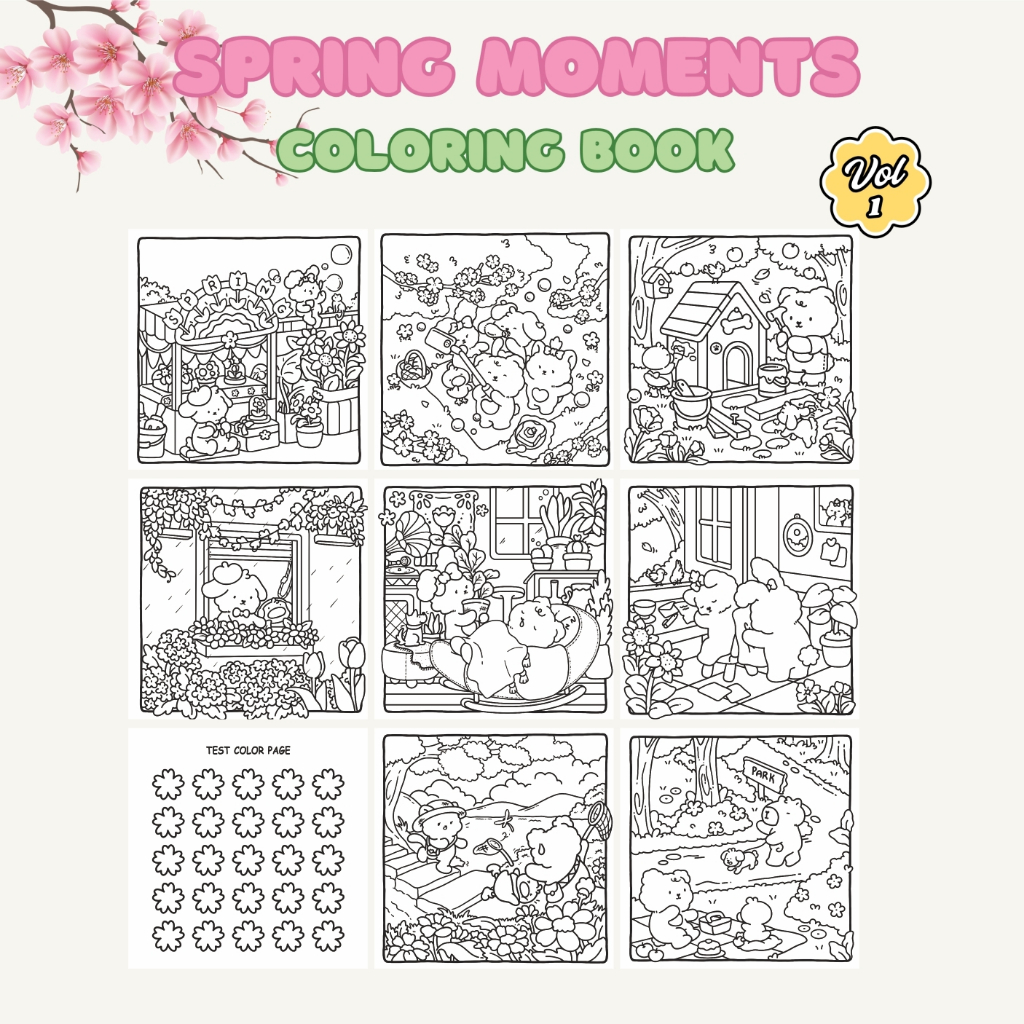 Jual SPRING MOMENTS VOL 1 Fuzzy Buddies Coloring Book For Kids Adults ...