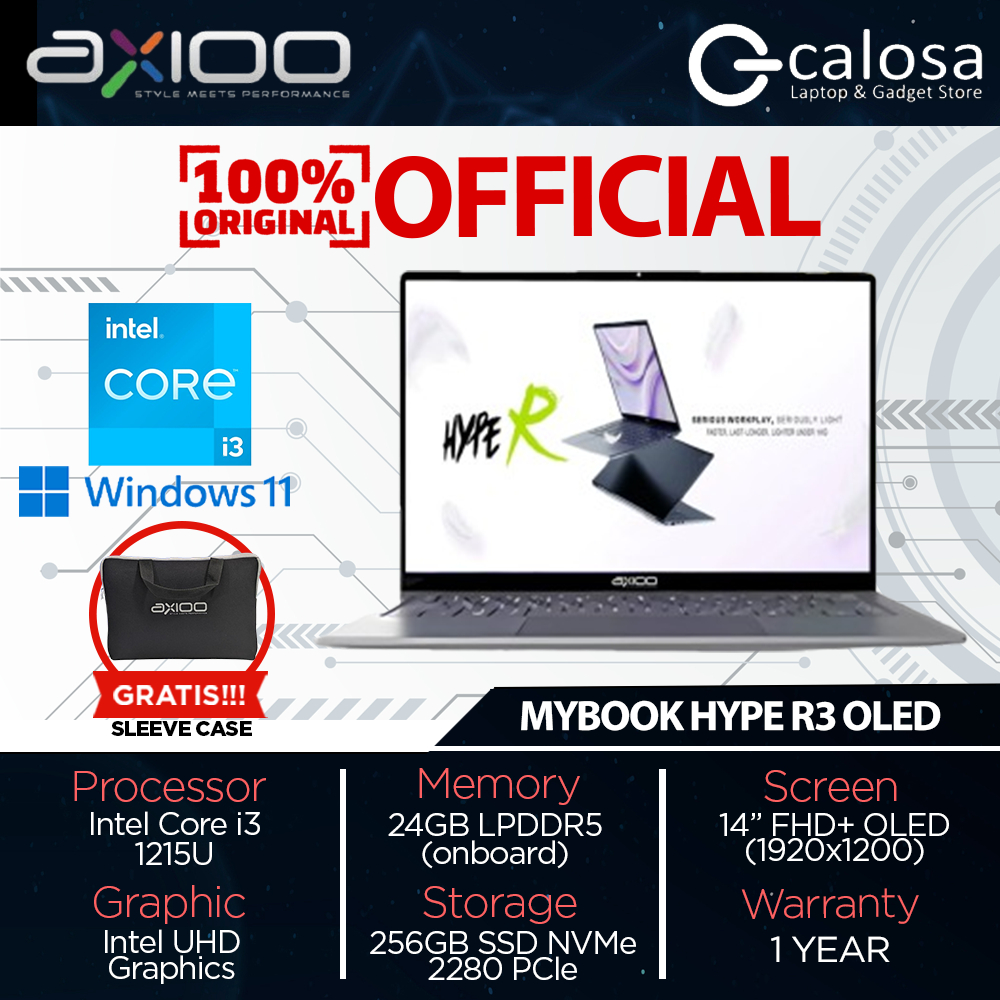 Jual Laptop Axioo Mybook Hype R3 Intel Core i3-1215U RAM 12GB 24GB ...