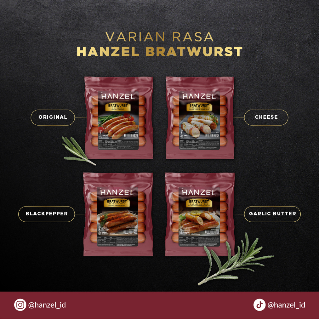 Jual Sosis Hanzel Bratwurst Original 360 gram (isi 5 pcs) | Shopee ...