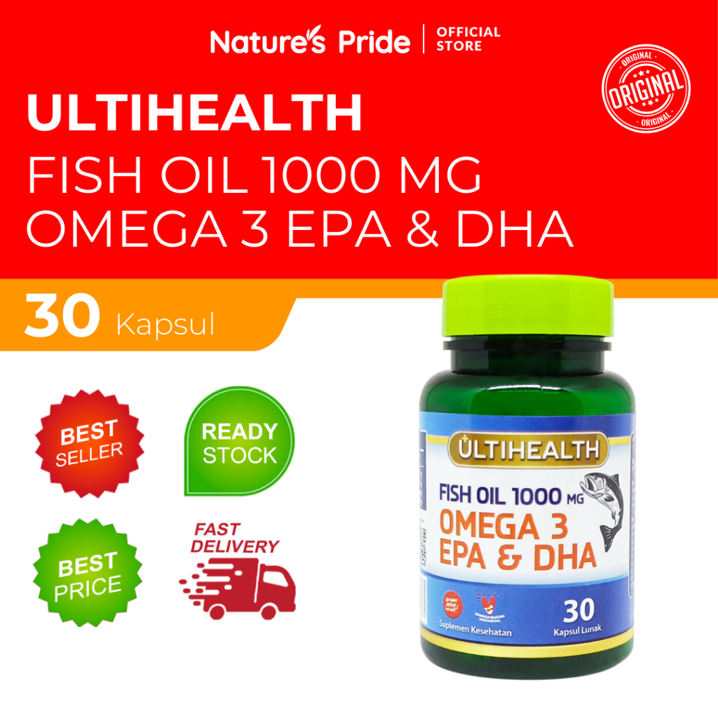Jual ULTIHEALTH FISH OIL 1000mg OMEGA 3 EPA DAN DHA ISI 30 KAPSUL LUNAK ...