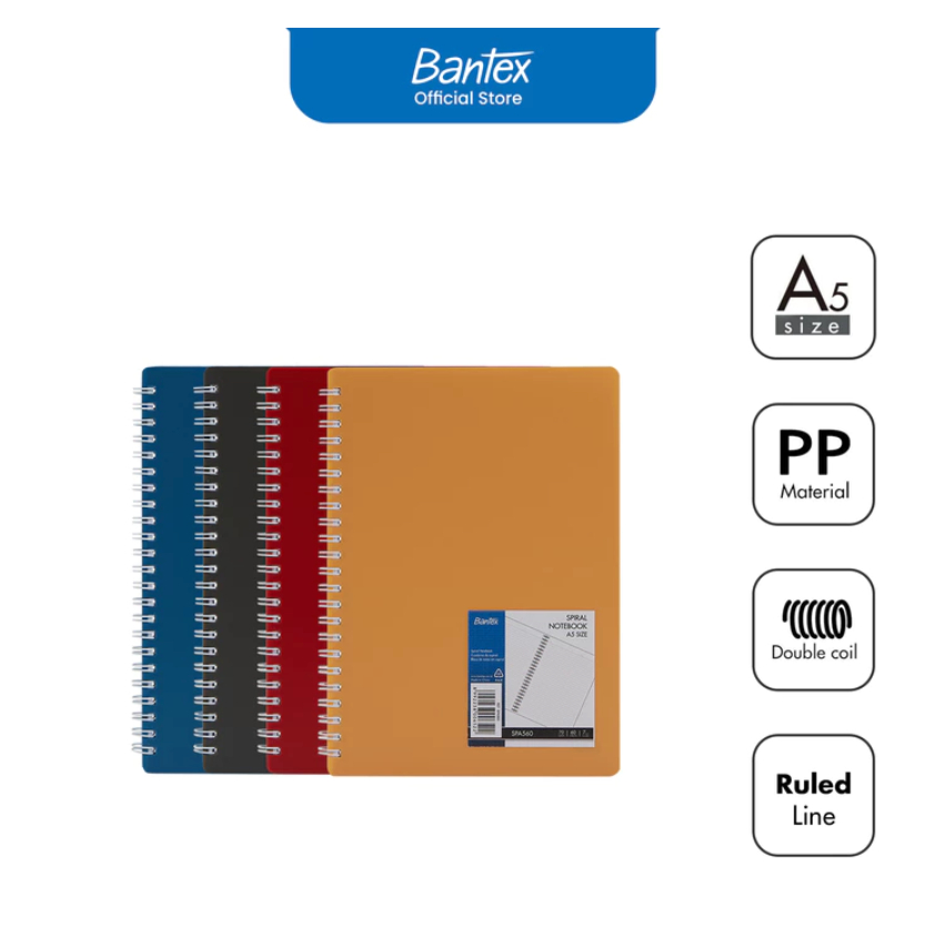 Jual Bantex Spiral Notebook A5 Kertas 80g Bergaris Warna Klasik SPA560 ...