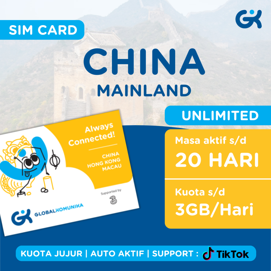 Jual Global Komunika Sim Card China Mainland Unlimited | Shopee Indonesia