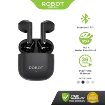 ROBOT Headset Bluetooth TWS Airbuds T60 Earphone Waterproof IPX4 Semi In Ear TWS Wireless Resmi