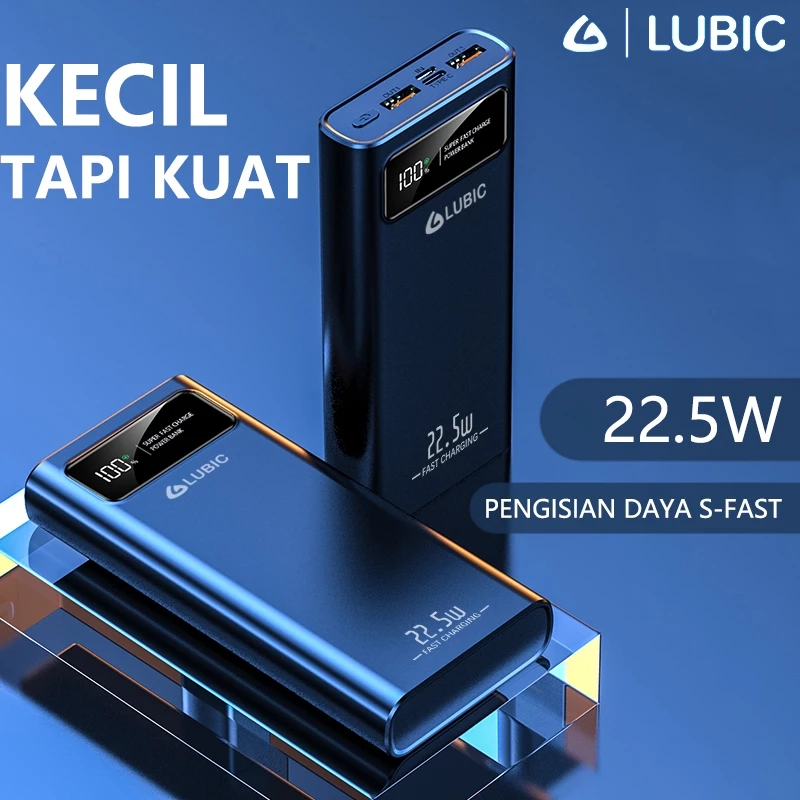 LUBIC Powerbank 20000Mah 22.5W Fast Charging Dual USB Type C Micro LED Display Bank daya