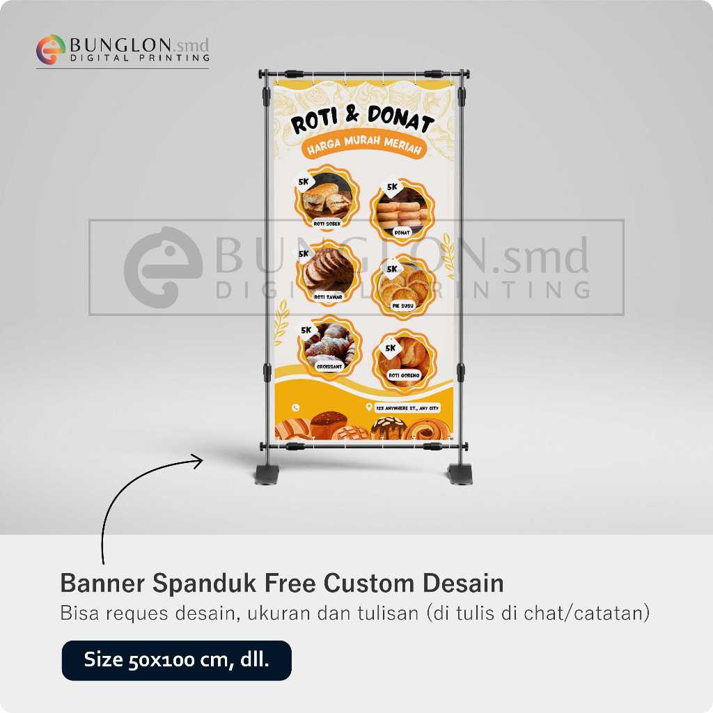 Jual PRINT CETAK SPANDUK BANNER ROTI DAN DONAT FREE DESAIN | Shopee ...