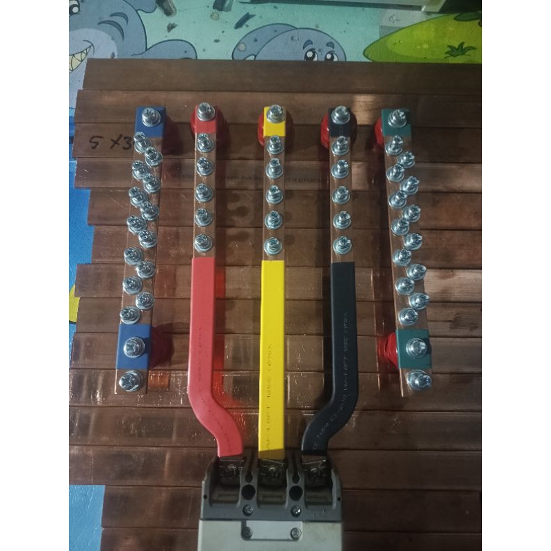 Jual Busbar 3mm×15mm×250mm RST Netral dan ground kapasitas 50a/100a ...