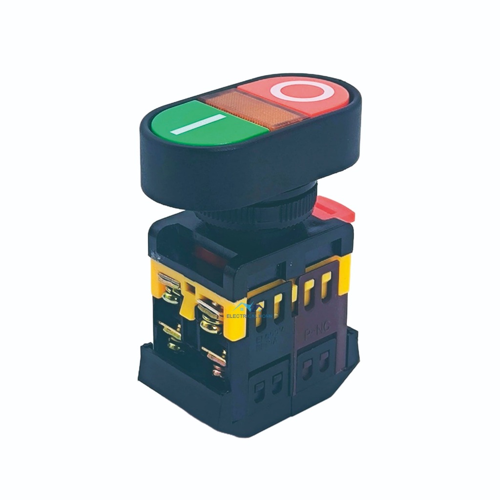 Jual Double Push Button With Lampu Oval APBB-25E 25mm. | Shopee Indonesia