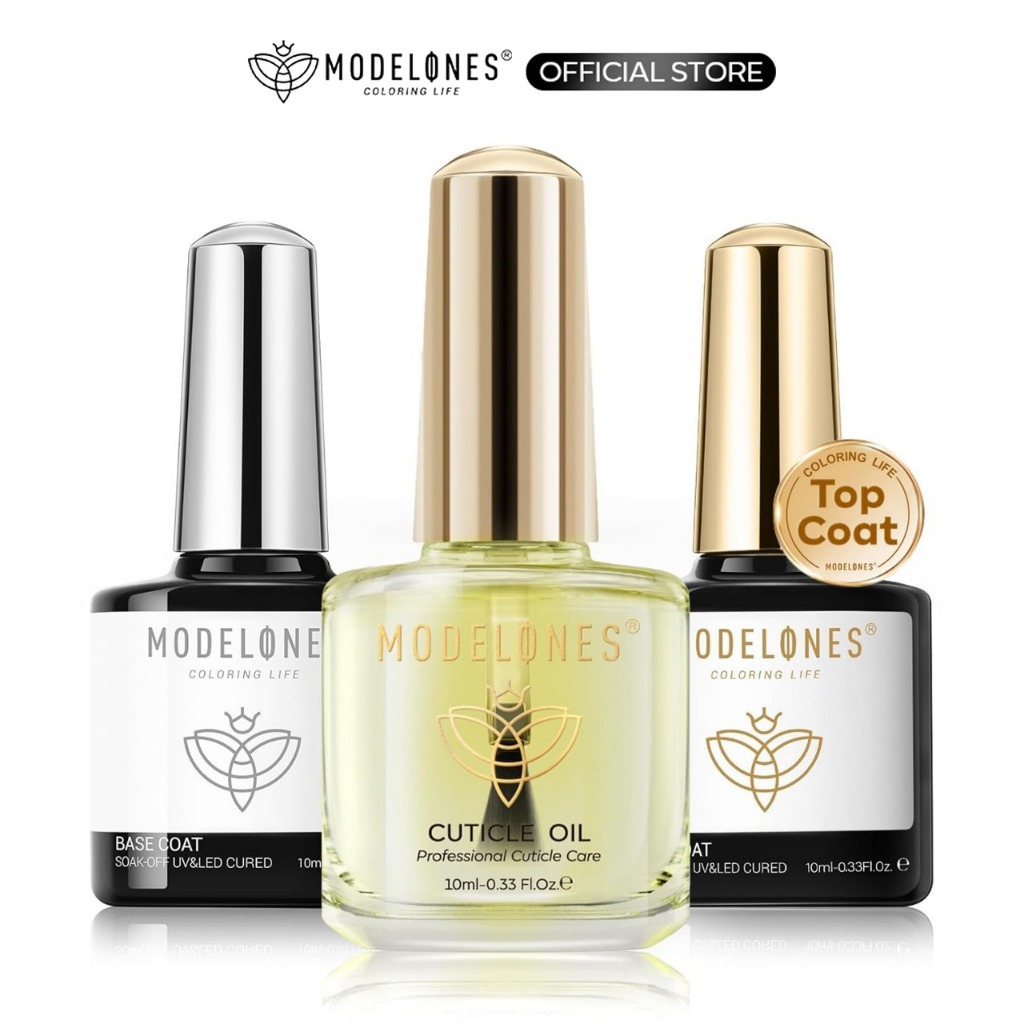 Jual MODELONES Gel Top Coat & Base with Cuticle Oil Set,10 ml Gel Nail ...