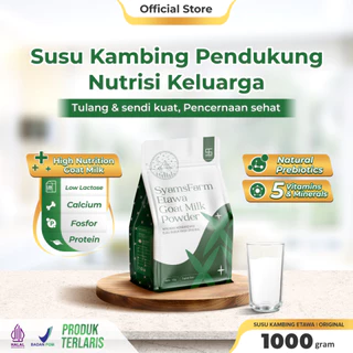 Goata - Ternak Syams Susu Kambing Etawa Bubuk Rasa Original 1KG alami rendah gula mengatasi asam urat nyeri sendi osteoporosis kebas keram kesemutan pengeroposan tulang lansia pegel linu radang asma syaraf kejepit diabetes hipertensi rendah laktosa herbal
