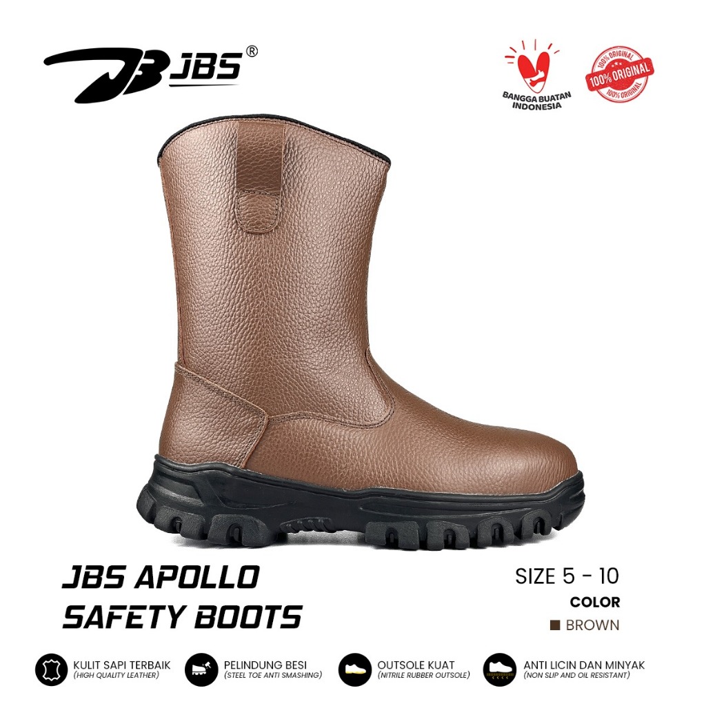 Jual Sepatu Proyek Kulit JBS Apollo Safety Boots Ujung Besi Baja Anti ...