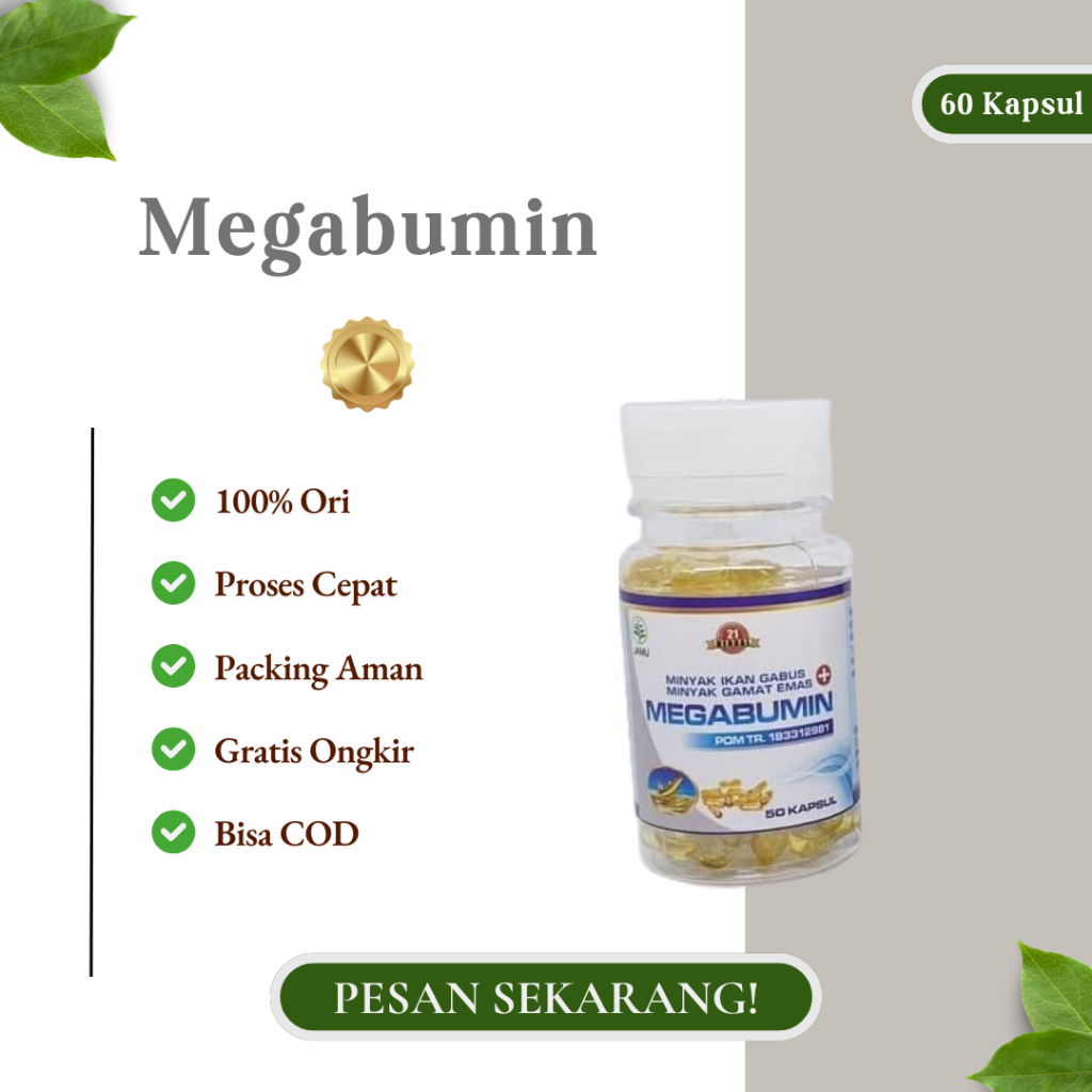 Jual Megabumin 50 Kapsul Original - Minyak Ikan Gabus Plus Gamat Emas ...