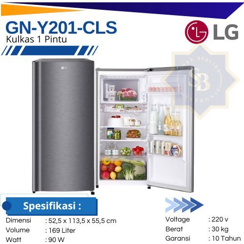 Jual LG GN-Y201CLS / CSL Kulkas 1 Pintu 169L / 164L Dark Graphite Steel ...