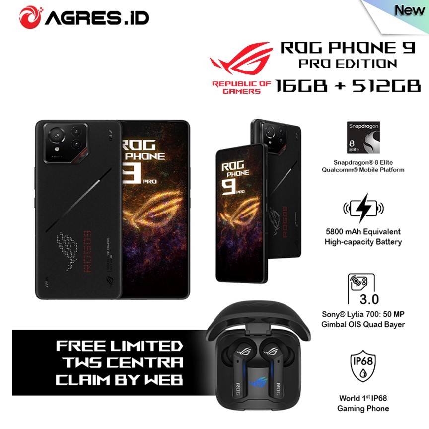 Jual ASUS ROG PHONE 9 PRO 16/512 ASUS INDONESIA BLACK Jual ASUS ROG PHONE 9 PRO 16/512 ASUS INDONESIA BLACK