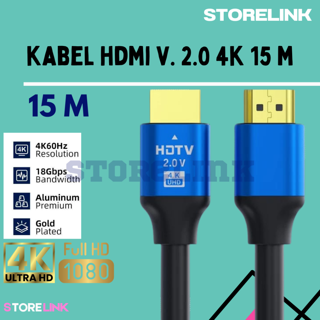 Jual Kabel Hdmi 15m 4K V2.0/ Hdmi to Hdmi 4K 2.0 60Hz High Quality ...
