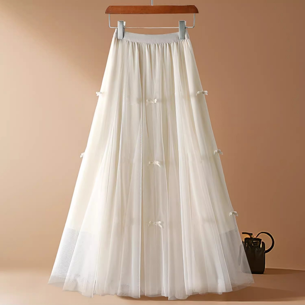 Jual |kekinian.factory| rok tutu lipit gaya Korea baru rok panjang jala ...