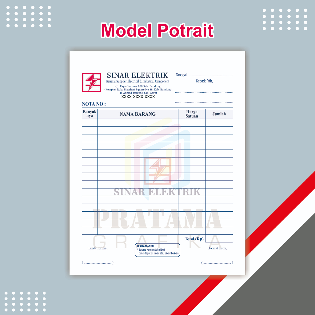 Jual cetak nota custom 1 ply nama usaha toko sendiri ukuran besar 1/2 ...
