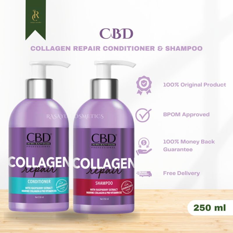 Jual CBD Collagen Repair Hair Shampoo & Conditioner 250 ml | Shopee ...