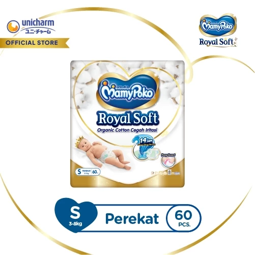 MamyPoko Royal Soft Organic Cotton - S 60 - Popok Tape - foto 1