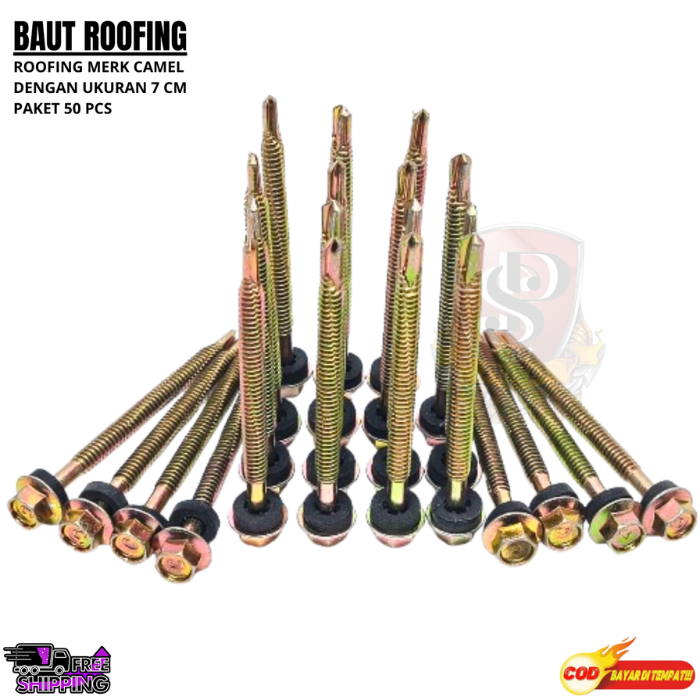 Jual skrup roofing 7cm 1bungkus isi 50biji /baut roofing 7cm baut atap ...