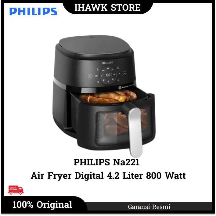 Jual Philips Na221 Air Fryer Digital 4.2 Liter 800 Watt | Shopee Indonesia