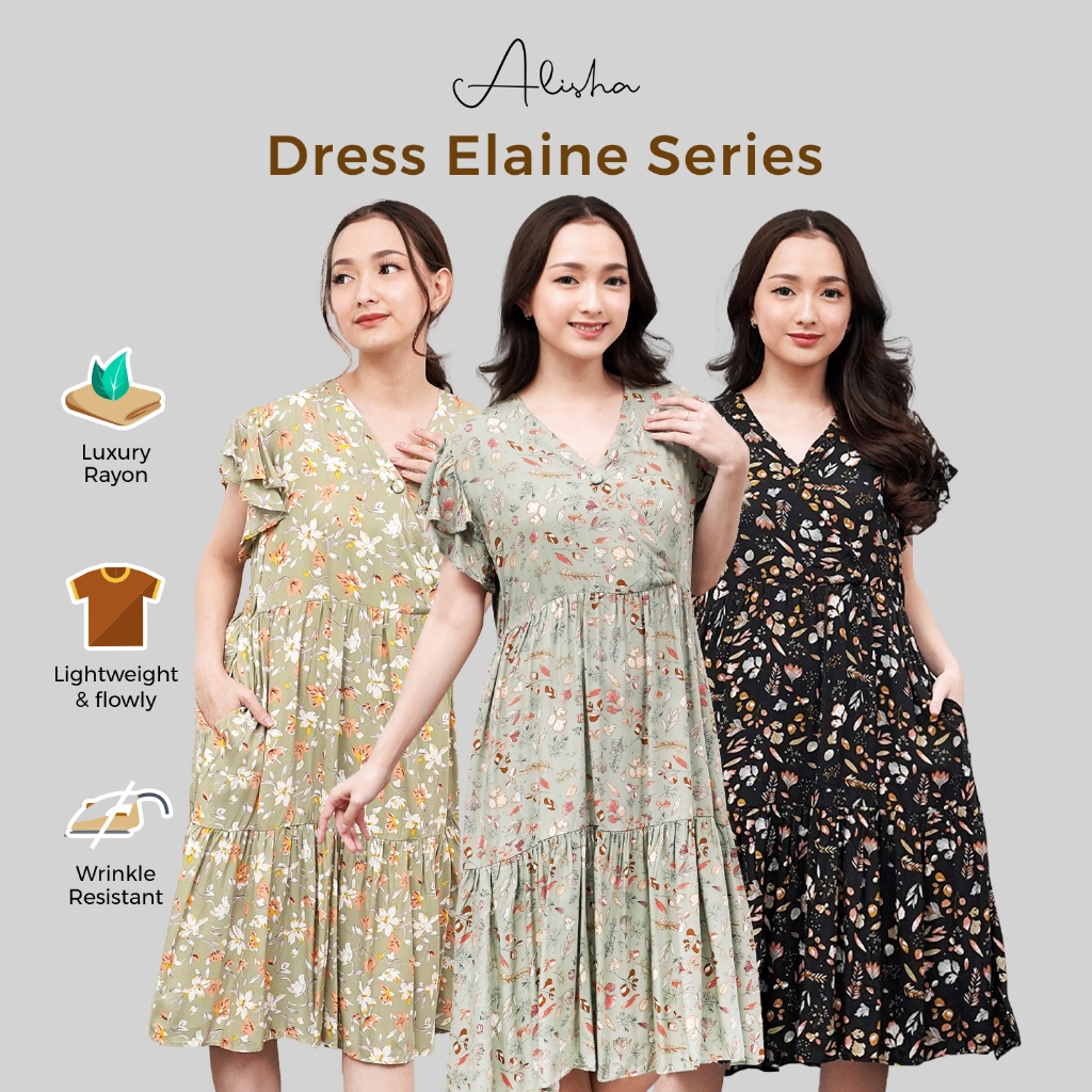 Jual ALISHA DAILY Daster Model Elaine Mini Dress Motif Wanita Busui ...