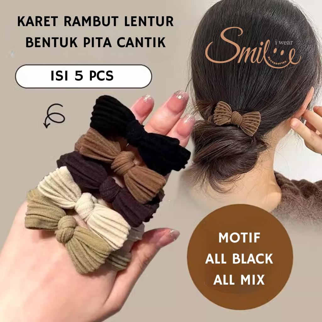 Jual (5 PCS) IWS KARET RAMBUT LENTUR DAN KUAT BENTUK PITA MODEL KOREA ...