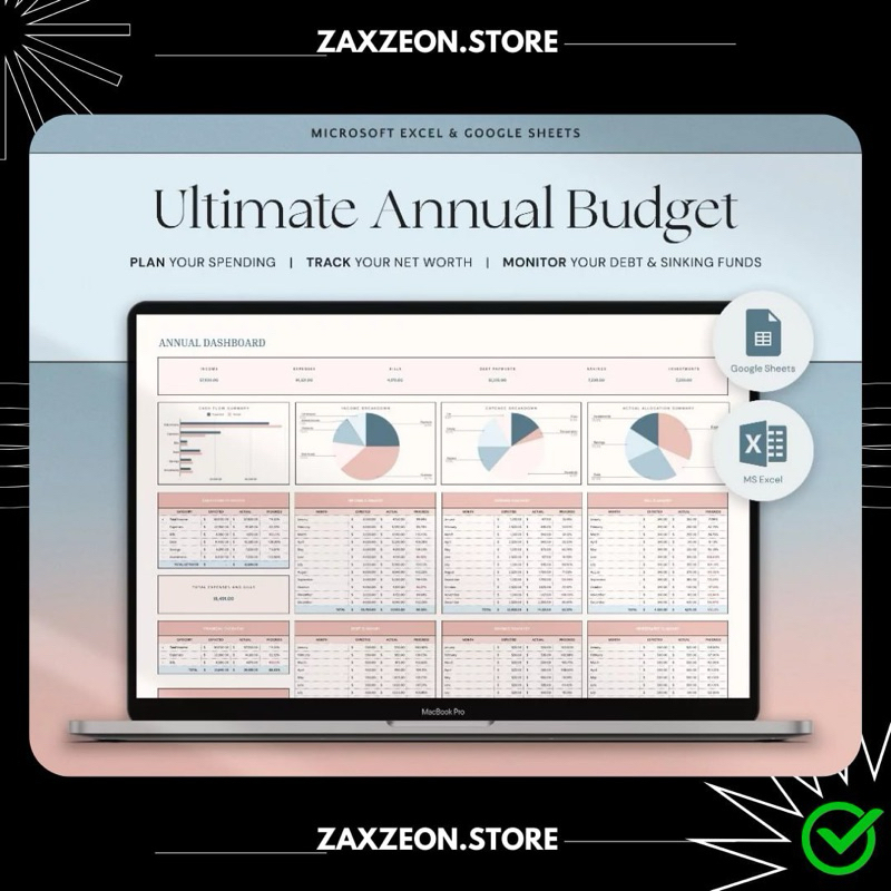 Jual Annual Budget Excel Spreadsheet GSheets Monthly Budget Template ...
