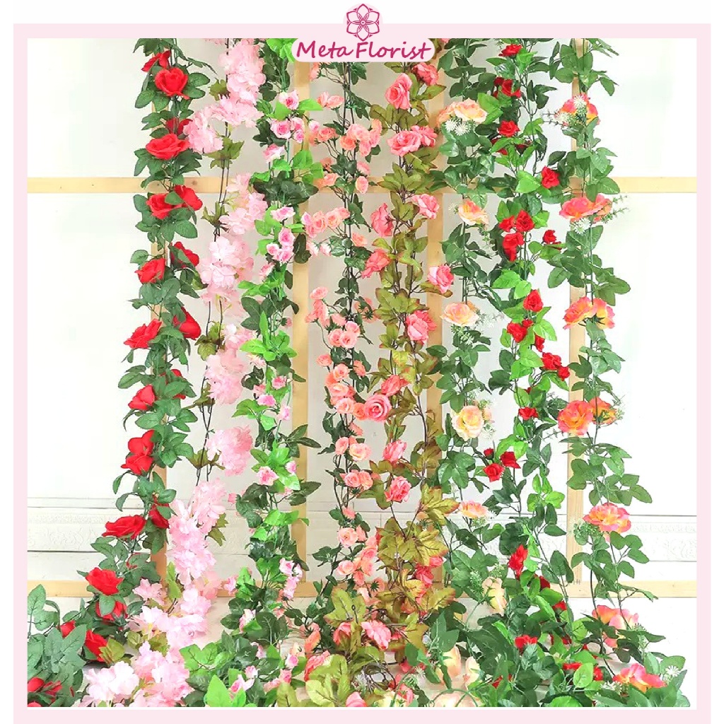Jual Bunga Rambat Palsu Bunga Juntai Imitasi Mawar Rose Artificial ...