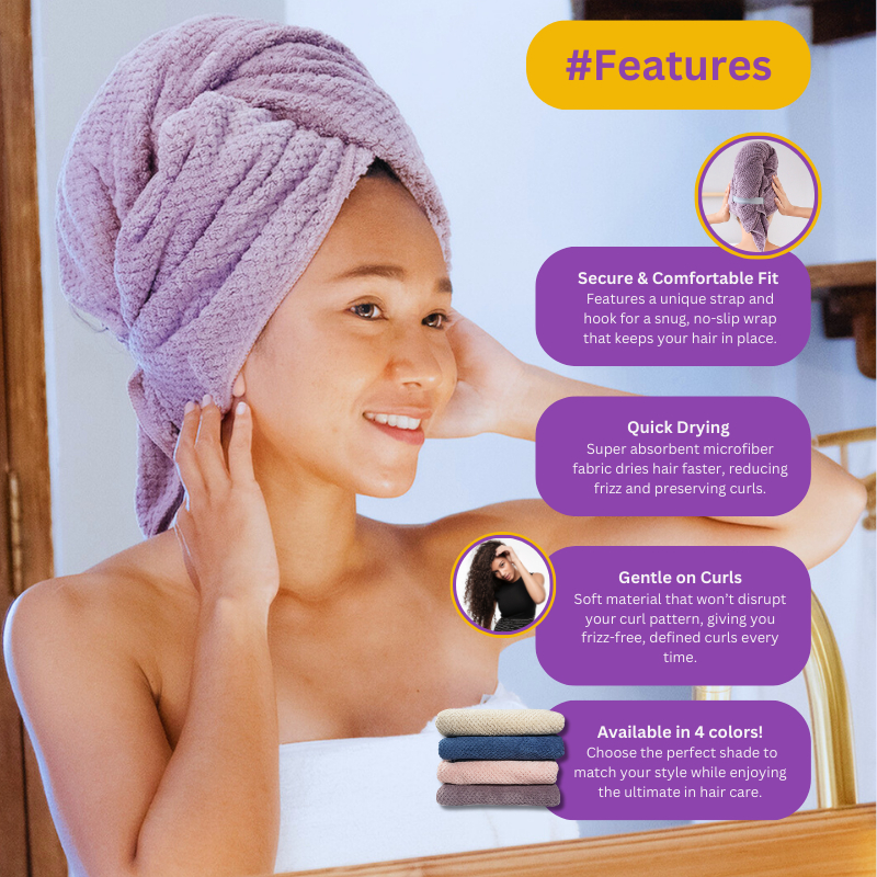 Jual Secure Wrapping Microfiber Hair Towel Hook on The Back / Handuk ...