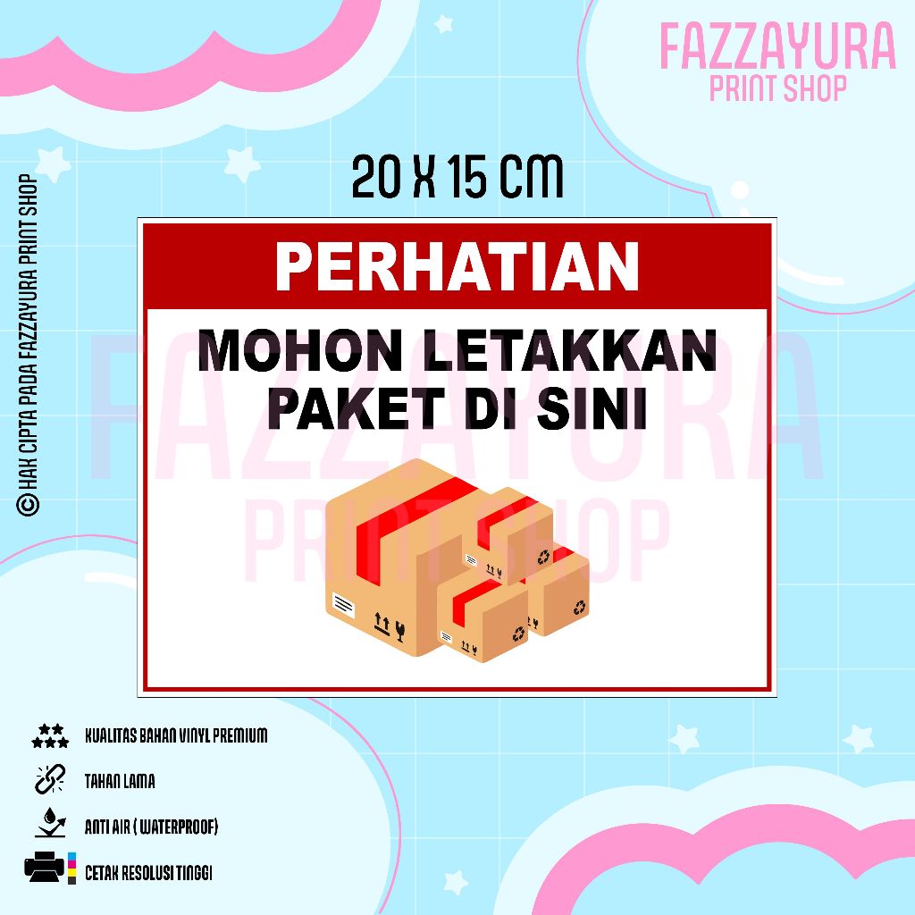 Jual STICKER PERHATIAN MOHON LETAKKAN PAKET DI SINI 20 X 15 CM | Shopee ...