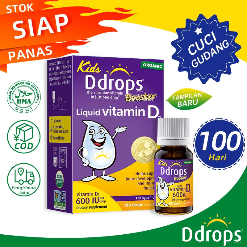 Jual [Gratis Ongkir ]Ddrops Suplemen Vitamin D3 600 IU Cair untuk Anak ...